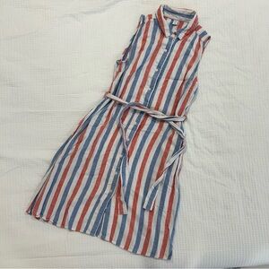 Medium/ Old Navy/ Americana dress/ linen+rayon blend/ red white and blue